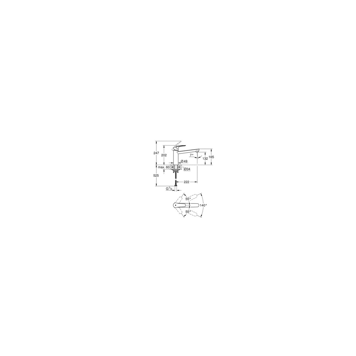 GROHE 304632430 Eurosmart Miscelatore monocomando per lavello - Nero opaco