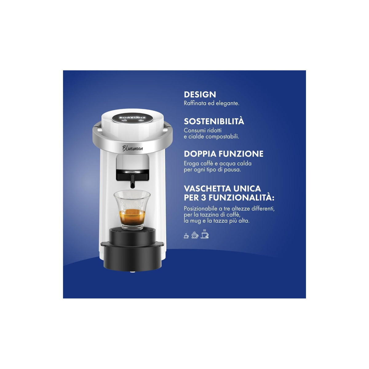 CAFFE BORBONE BLUEMOON/WHT MACCHINA DA CAFFE' 1 TAZZA PER CIALDE - BIANCA