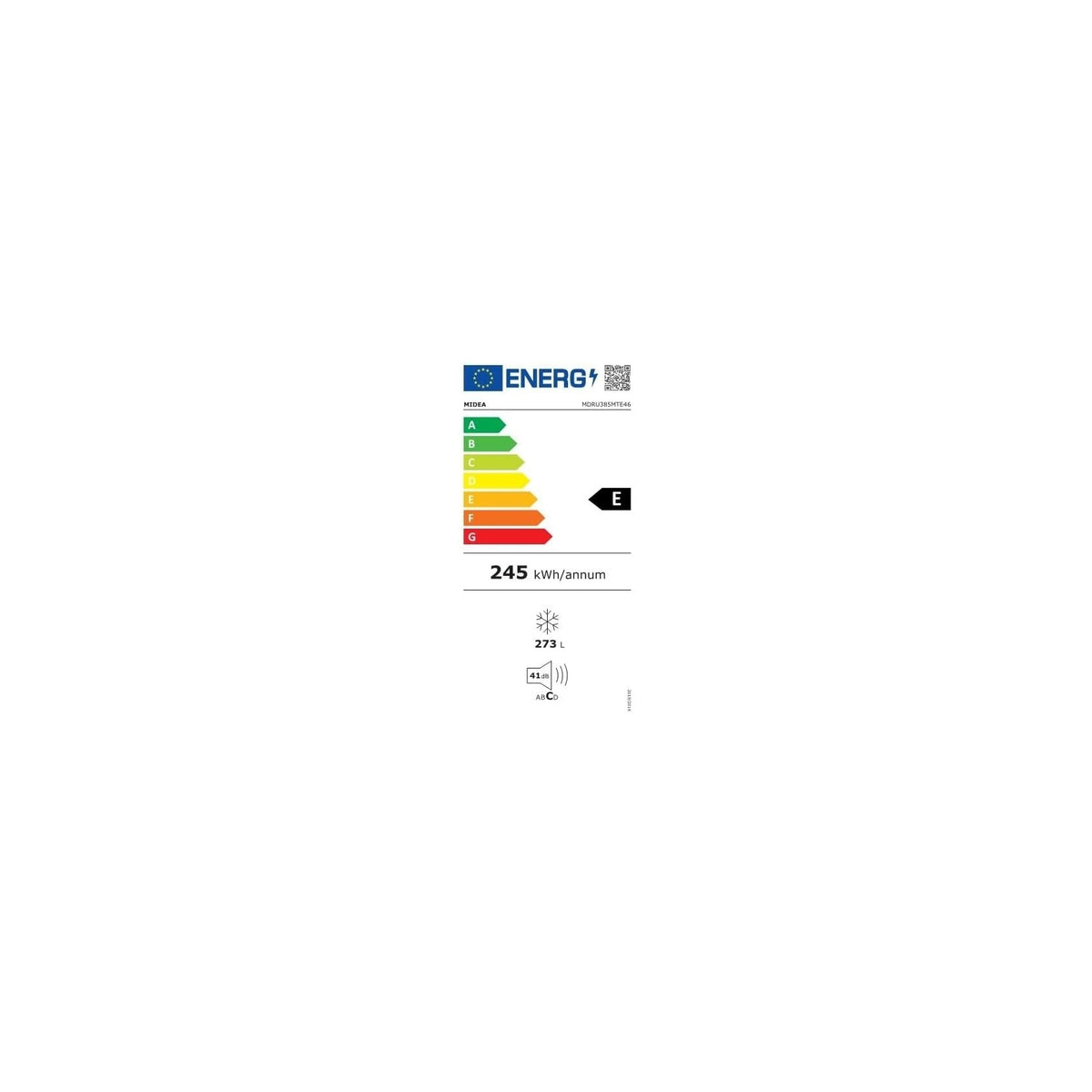 Midea MDRU385MTE46 Congelatore verticale No frost 273Lt Inox Classe E