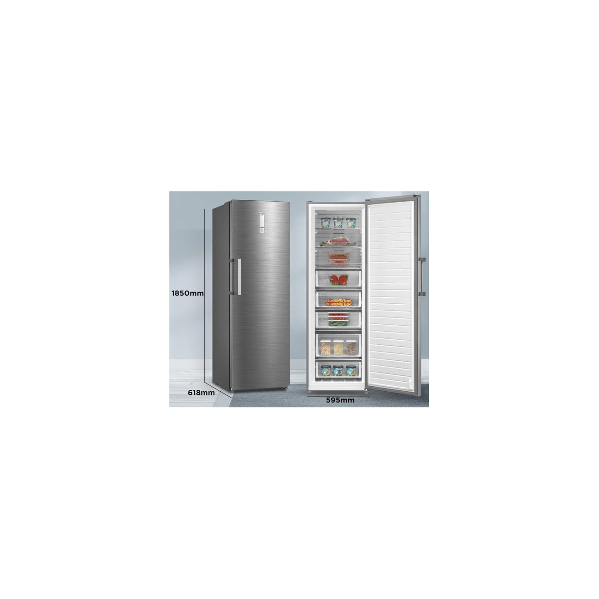 Midea MDRU385MTE46 Congelatore verticale No frost 273Lt Inox Classe E