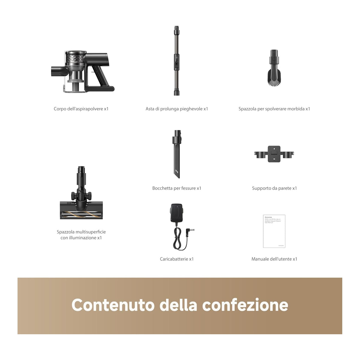 DREAME R10S LITE Scopa elettrica senza Fili con Luce Led