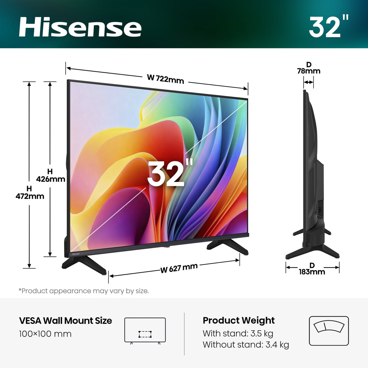 Hisense 32A49S Smart TV LED 32'' HD Ready VIDAA classe F