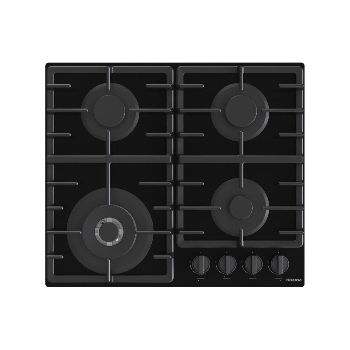 Hisense GG663BHF Piano cottura a gas 60cm 4 fuochi doppia corona griglie in ghisa - nero