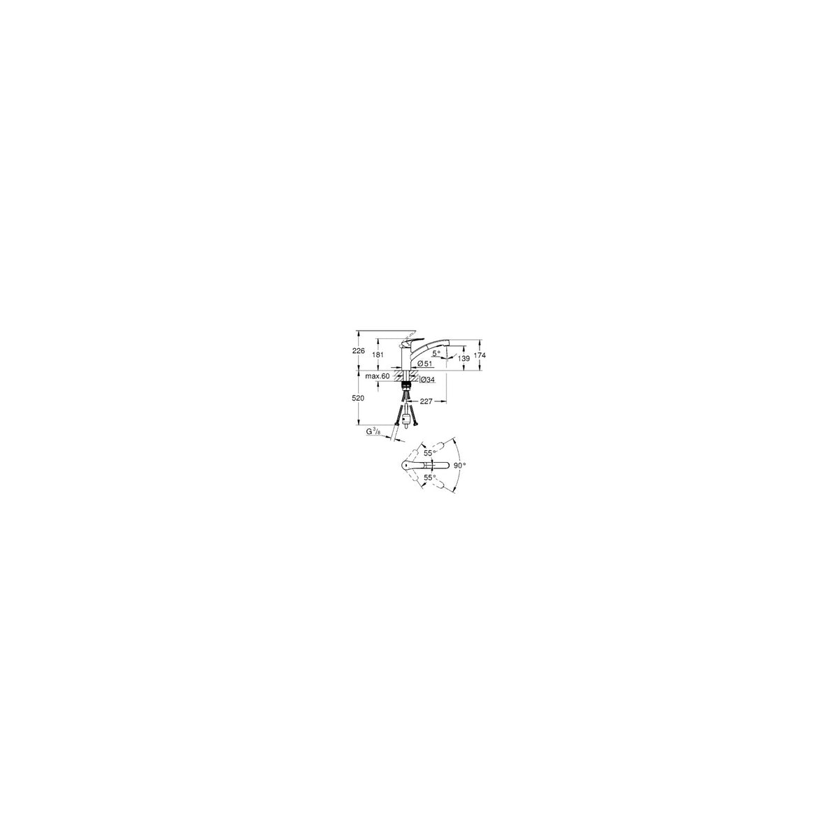 GROHE 30406DC0 Miscelatore monocomando per lavello cucina con doccetta estraibile - Inox