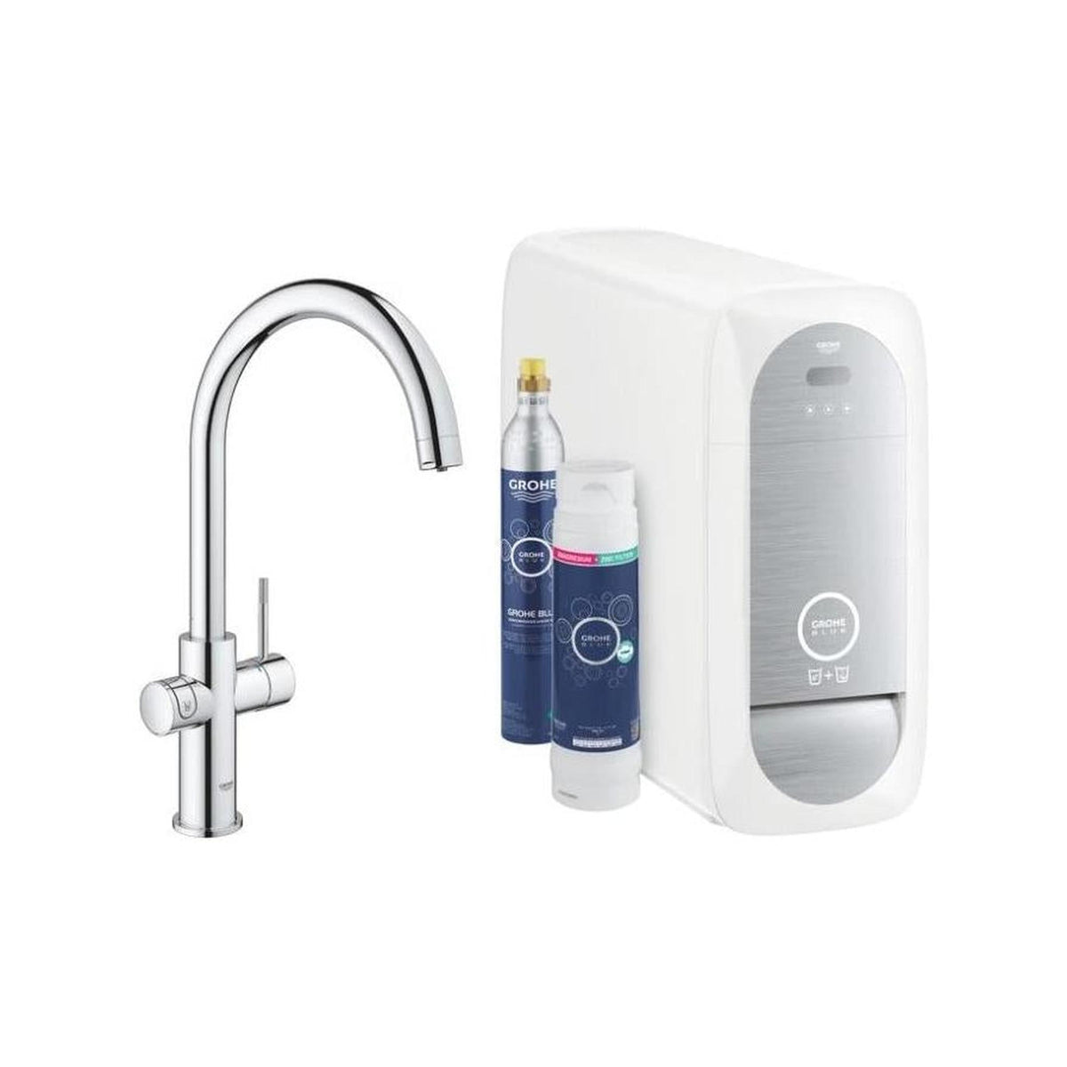 GROHE 115556 Blue Home Starter kit Plus Miscelatore a 3 Vie sistema filtrazione acqua e acqua frizzante