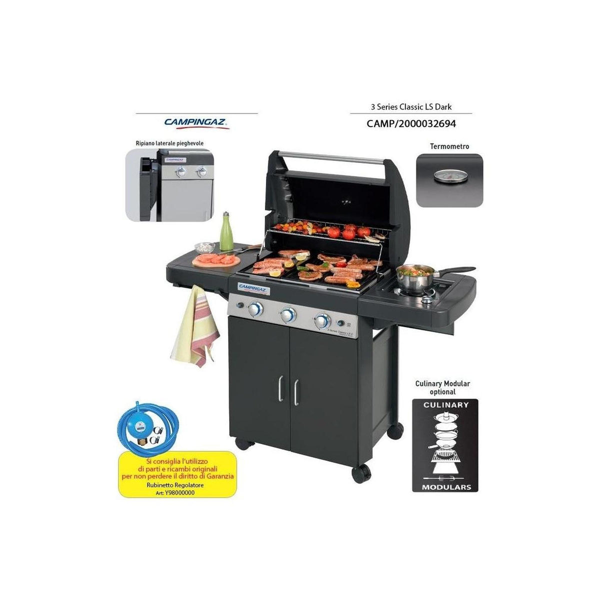 CAMPINGAZ BBQ Series Classic LS Dark Barbecue a gas Gpl con fuoco laterale - 2000032694
