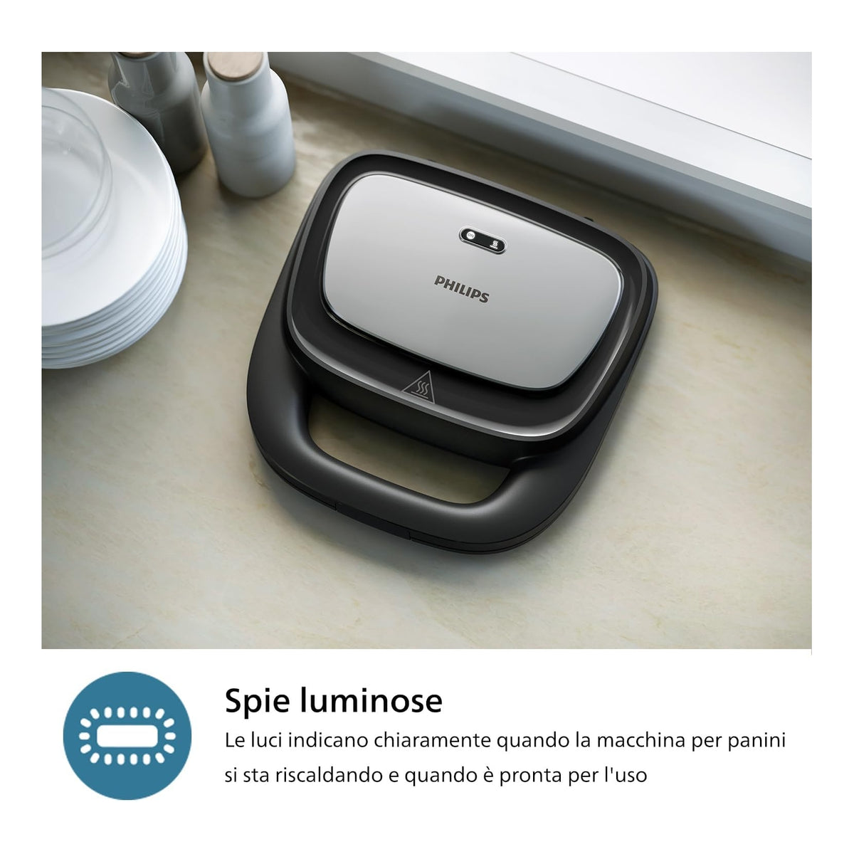 Philips HD2350/80 Tostiera + 3 Piastre per Panini, Sandwich e Waffle