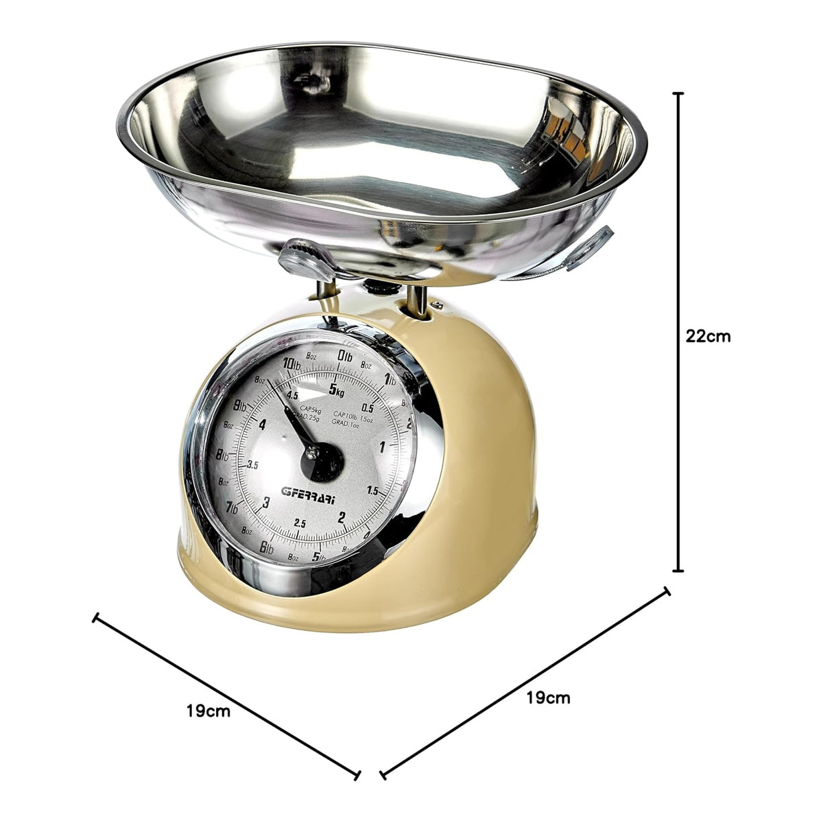G3 Ferrari G20003 Bilancia meccanica da cucina Aska, 25g/5 kg - Panna