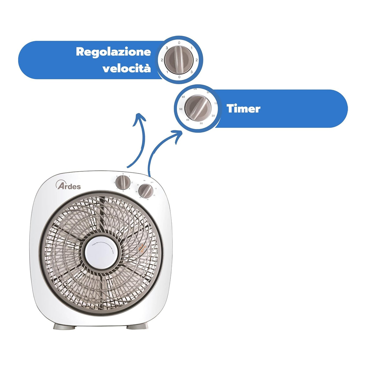 Ardes FLOOR 26 Ventilatore portatile da Pavimento o Tavolo 45W 26cm - ARD5B24