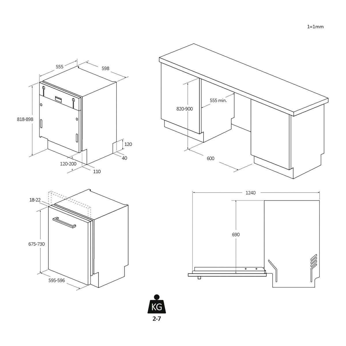 CANDY CI 3E53E0W LAVASTOVIGLIE DA INCASSO A SCOMPARSA TOTALE 13 COPERTI INVERTER CLASSE E - CI3E53E0W