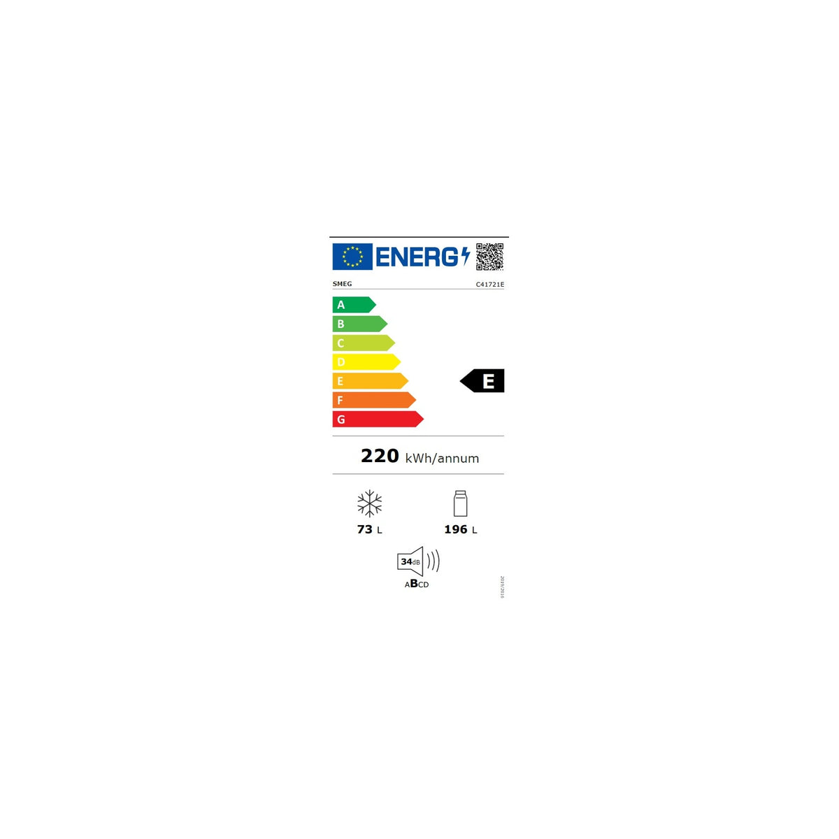 SMEG C41721E FRIGORIFERO COMBINATO DA INCASSO 269 LT VENTILATO CLASSE E