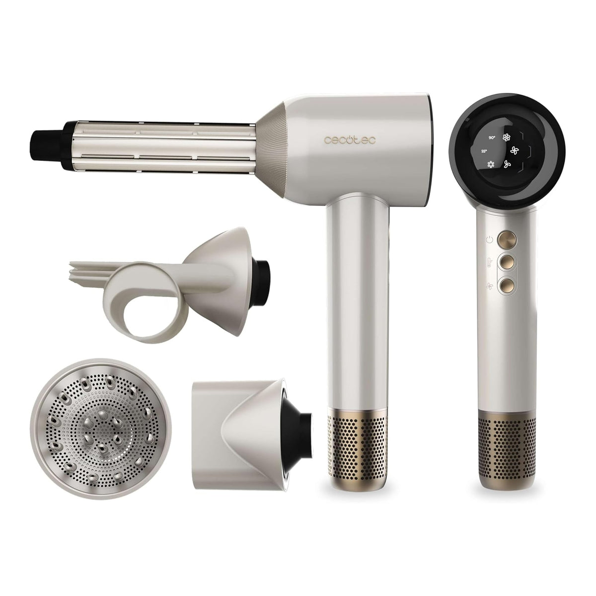 CECOTEC DryGlam Waves Asciugacapelli con motore Brushless 1600W e testine effetto coanda 4in1 - DRYGLAMWAVES/CHAMP