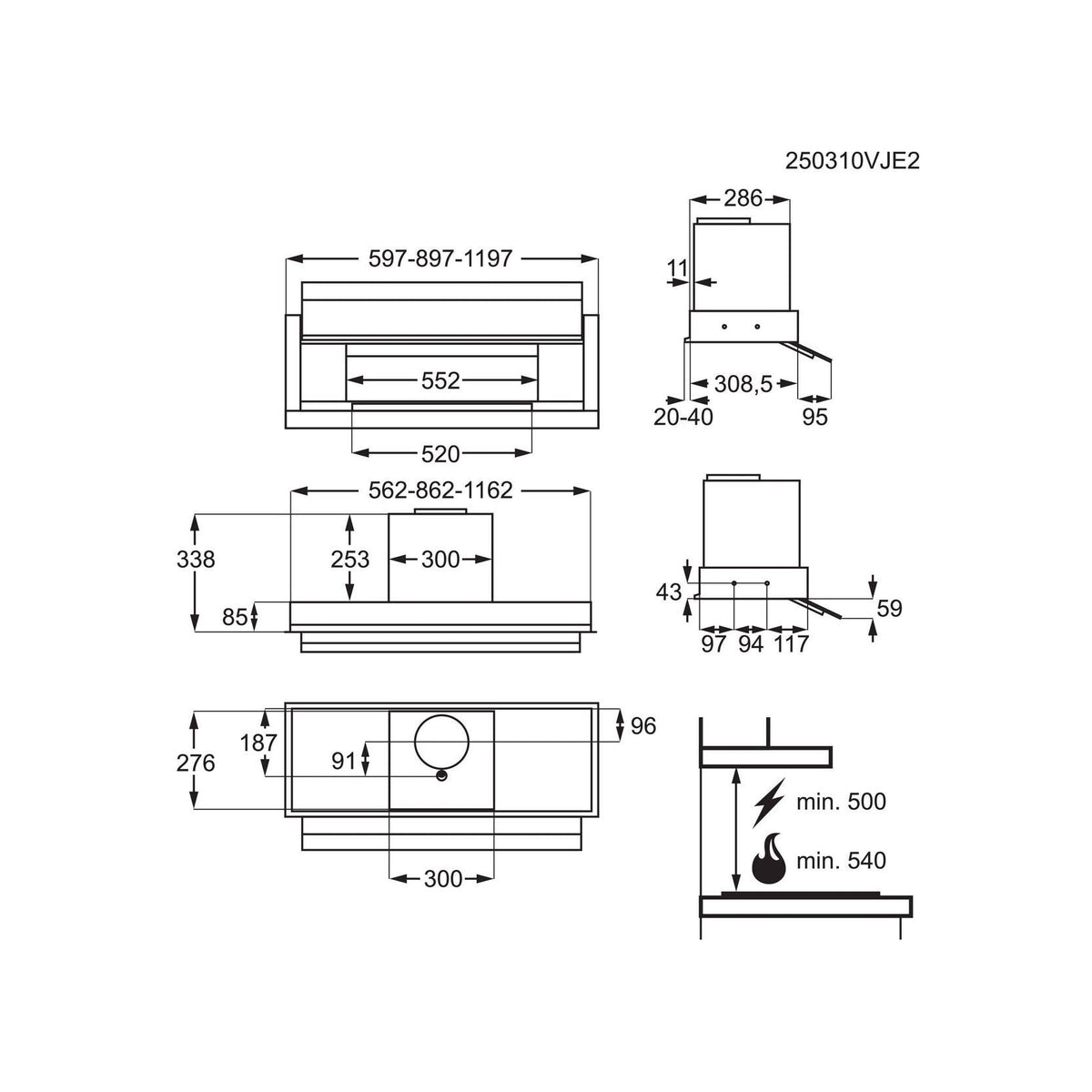 AEG NDE569DB Cappa Da Incasso Aspirante 90 cm, Nero