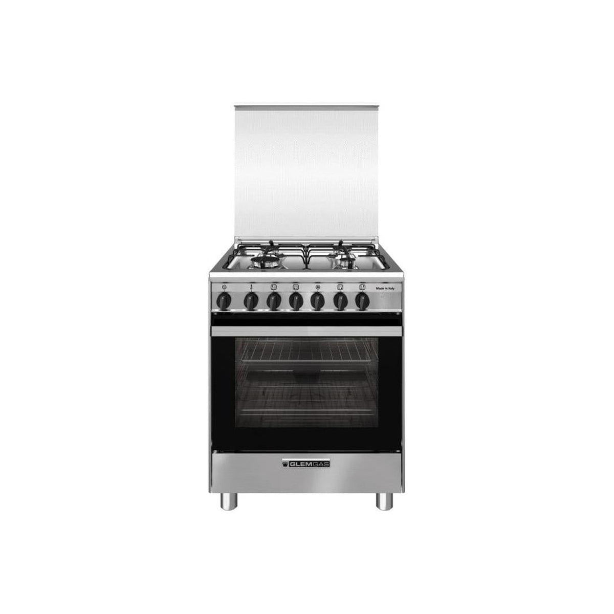 Glem Gas SA66IX Cucina a Gas 60x60cm 4 fuochi con forno elettrico - Inox