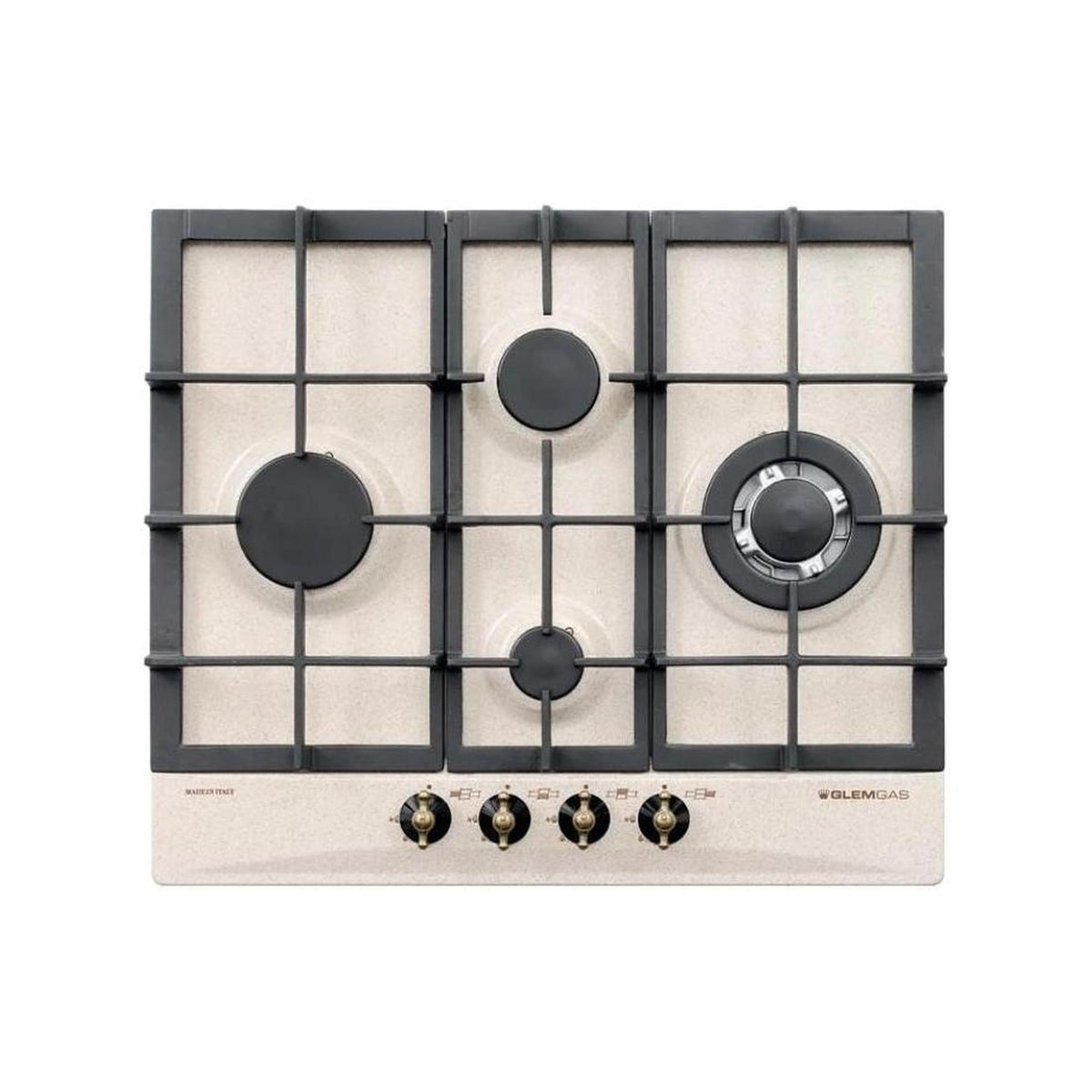 GLEM GAS GT645HSA PIANO COTTURA DA INCASSO 60CM 4 FUOCHI A GAS GRIGLIE IN GHISA COLORE SABBIA - PROMO