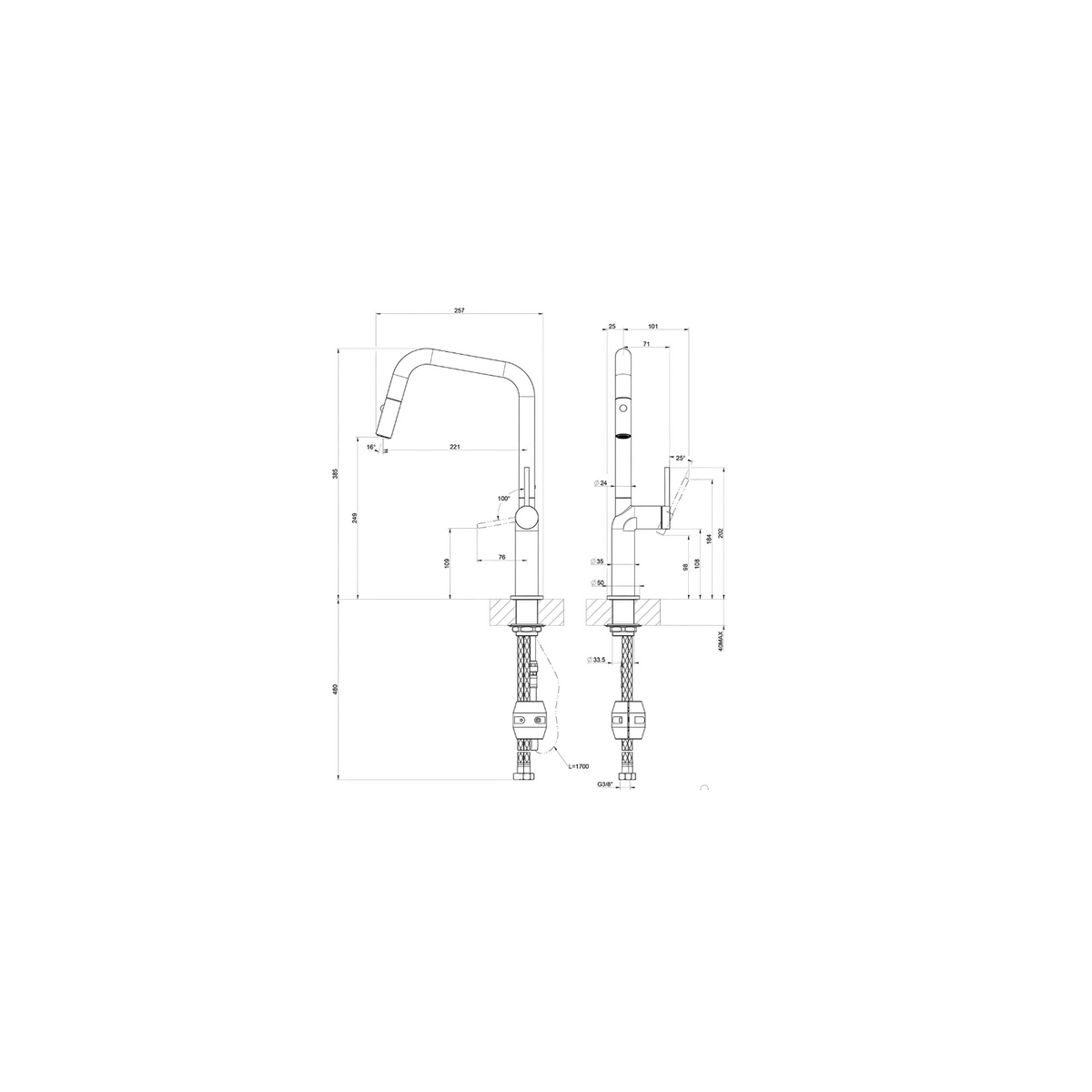Gessi Stelo 60307 276 Miscelatore cucina con doccetta estraibile finitura Agave
