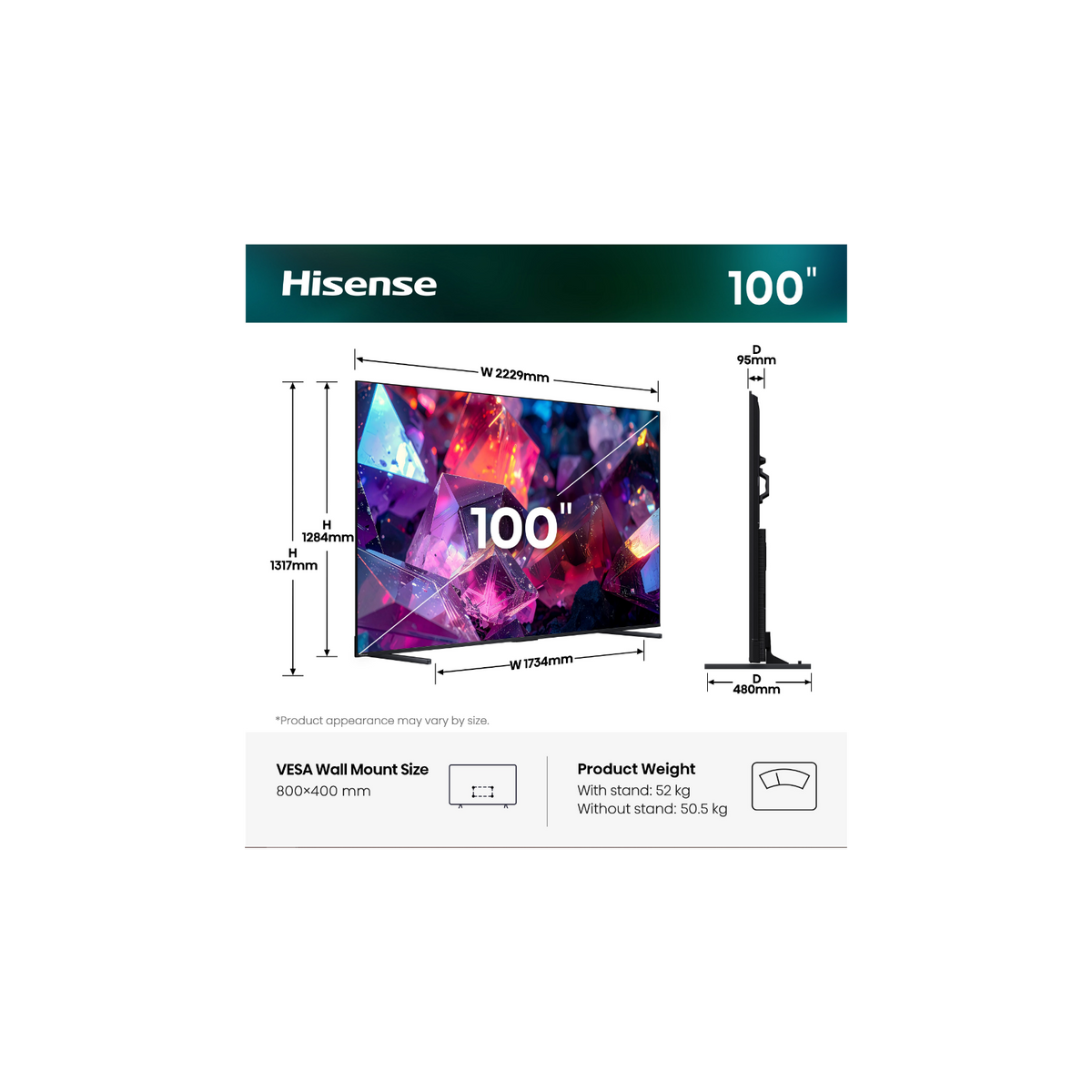 HISENSE 100E7SPRO TV QLED 100'' UHD 4K SMART TV