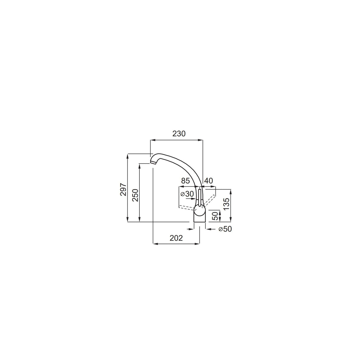 Elleci MGKPO59 Po Miscelatore monocomando con canna girevole Granitek Antracite