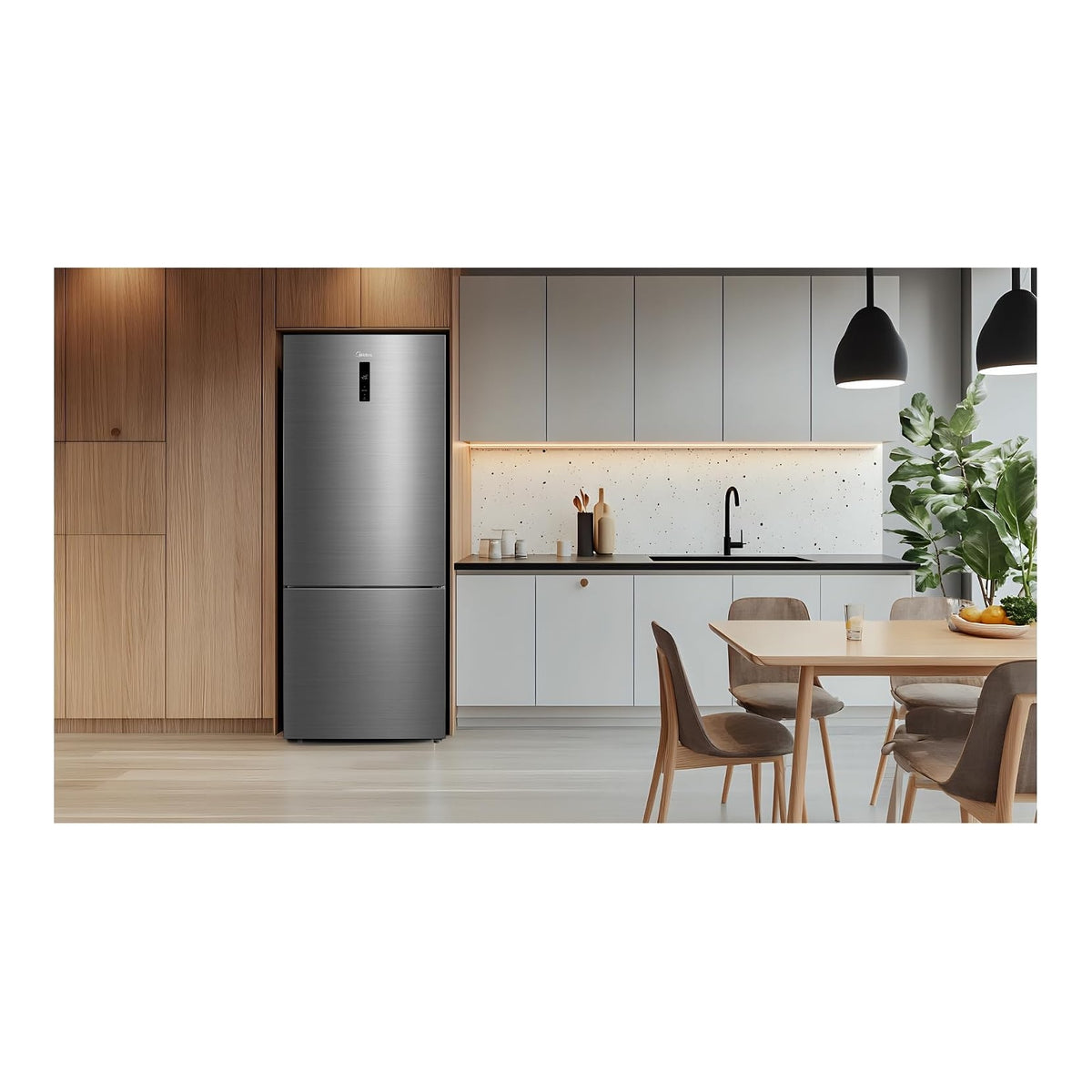 Midea MDRB593FGE46 Frigorifero Combinato 435L Total No Frost Classe E Inox
