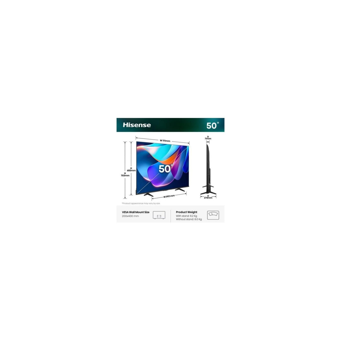 HISENSE 50A69S Tv Led 50'' UHD 4K Smart tv