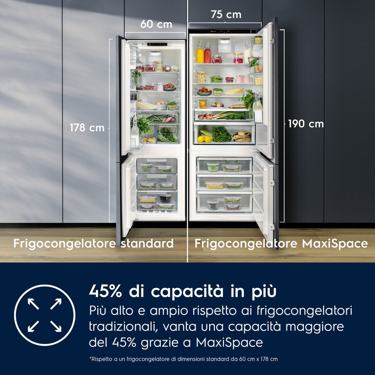 Electrolux ENA7TE75S Frigorifero Combinato Incasso 375L Total No Frost Classe E
