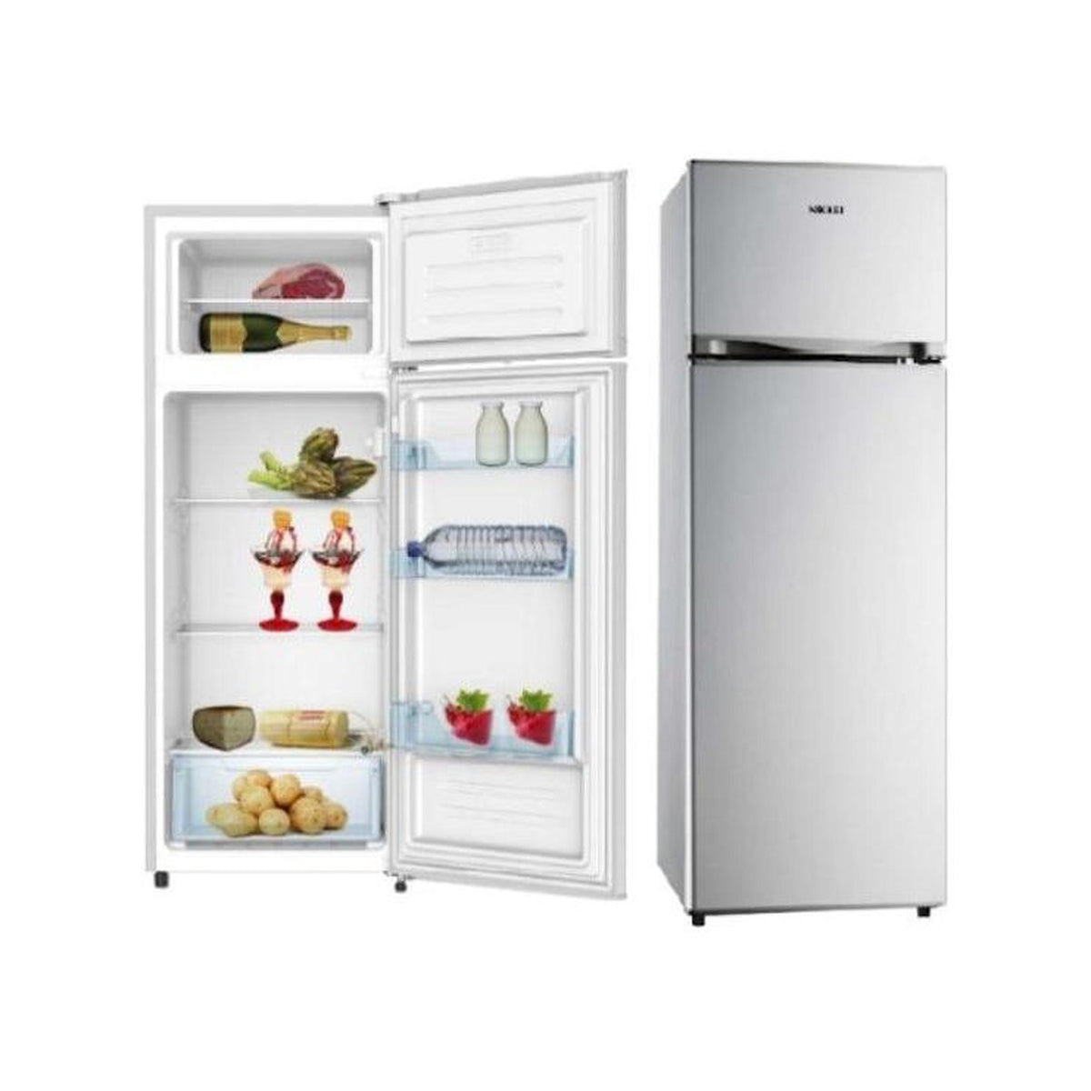 NIKKEI KNDP240S Frigo doppia porta 204Lt Statico Classe F - Silver