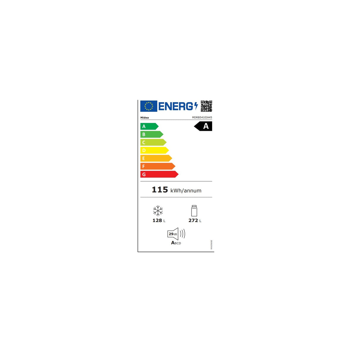 Midea MDRB541EIA45 Frigorifero Combinato 400L Total No Frost Classe A Inox