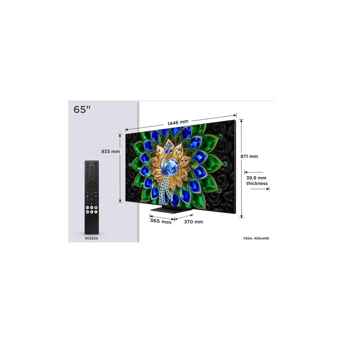 TCL 65A400U Smart TV QD-Mini LED 65" 4K Google TV Classe D