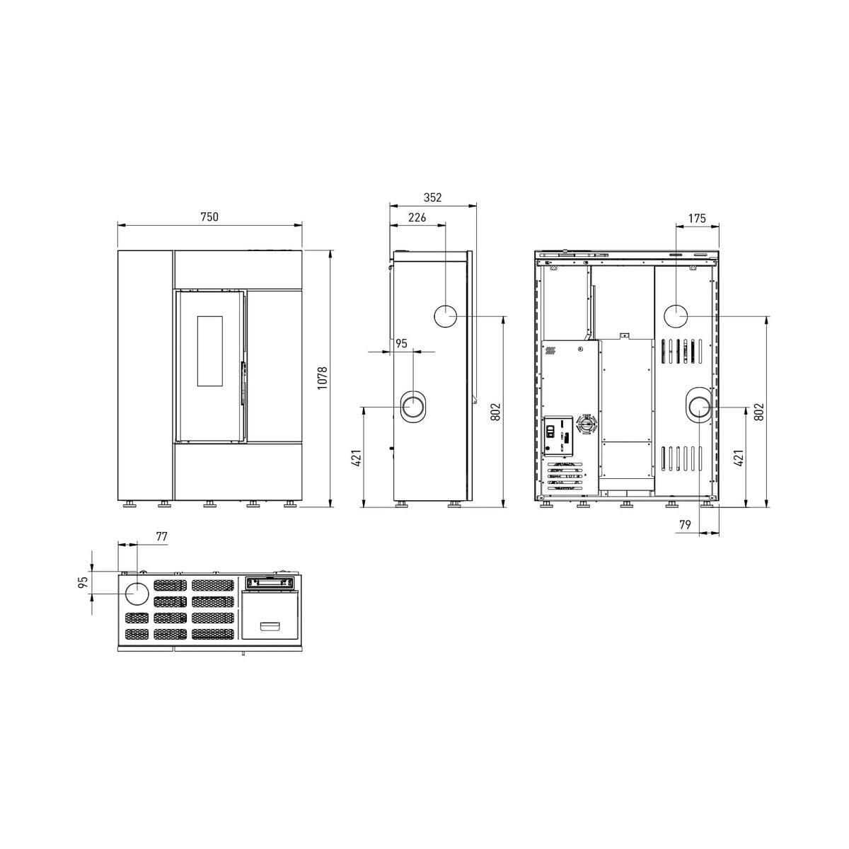 Dal Zotto LEYLA ELITE Stufa a pellet 8 kw bordeaux