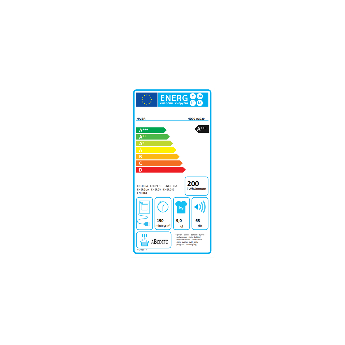 HAIER HD90-D939-IT ASCIUGATRICE A POMPA DI CALORE 9KG CLASSE D