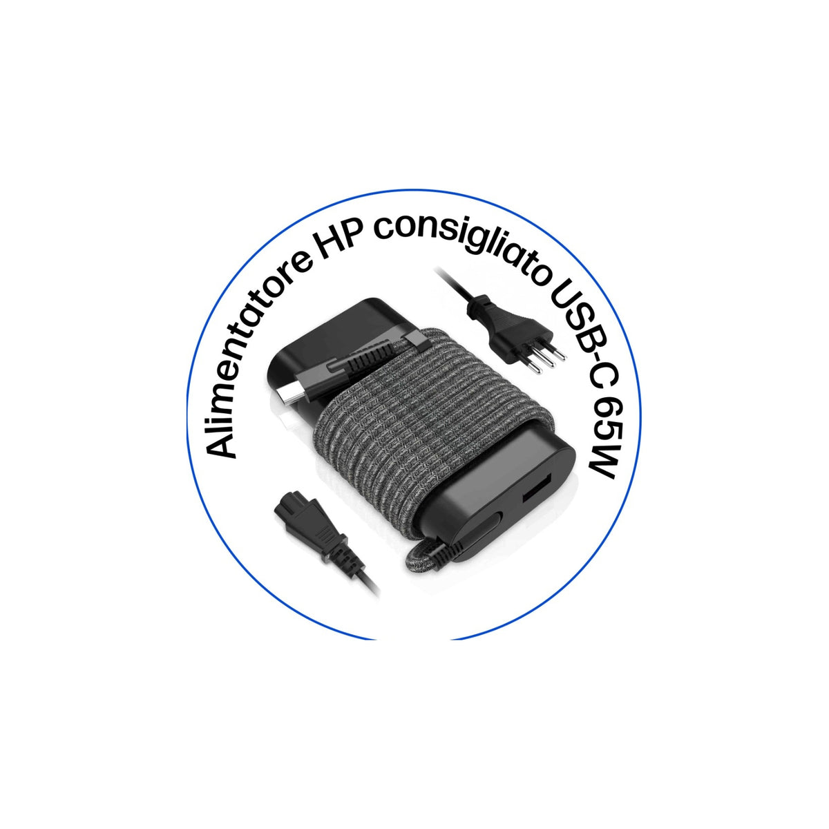Hp 671R2AA 	Alimentatore Usb-C da 65W compatibile con Notebook, Tablet, Smartphone HP