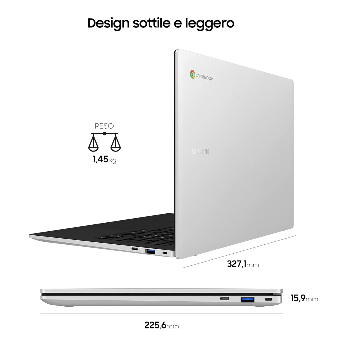 Samsung XE340XDA-KA1I GALAXY Chromebook GO 14" Chrome OS, Processore Intel Celeron RAM 4Gb Memoria 64Gb - Silver