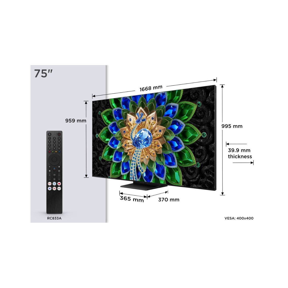TCL 75A400U Smart TV 75" 4K Miniled Nero