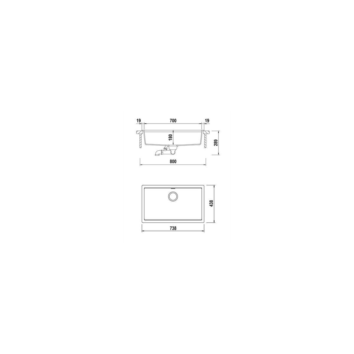Schock LATN100XLU13 Lavello Monovasca in Granito 74x44, Nero Assoluto