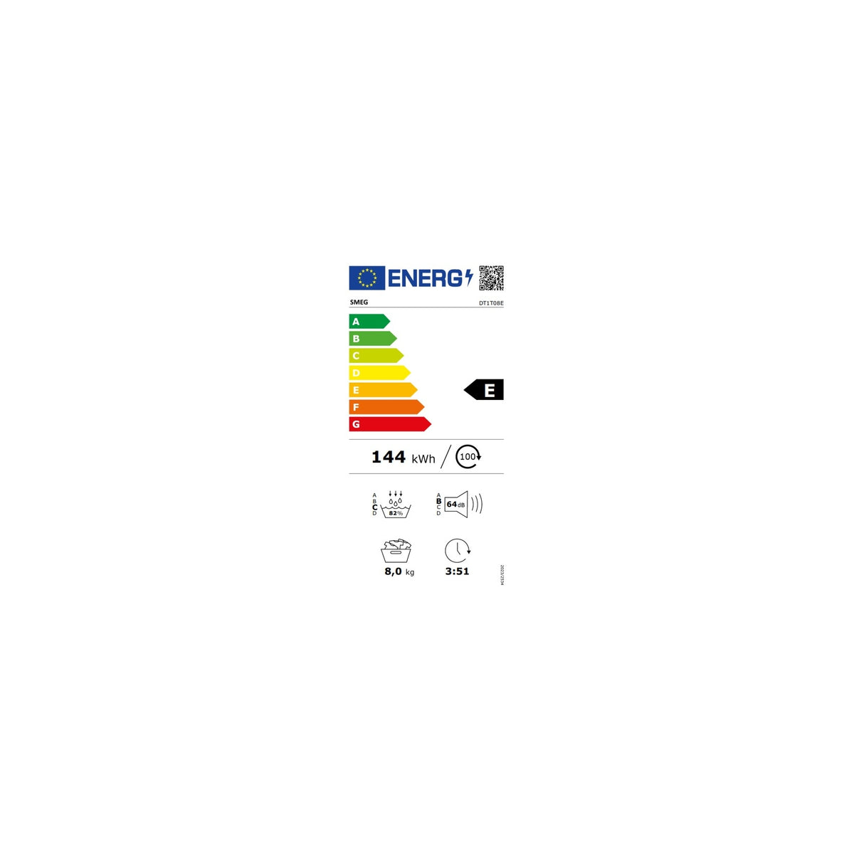 Smeg DT1T08E Asciugatrice a pompa di calore 8Kg Classe E