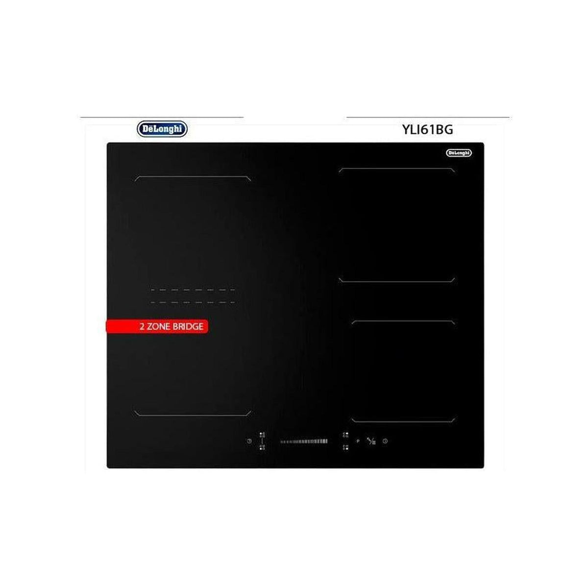 DE LONGHI YLI61BG PIANO COTTURA A INDUZIONE 60CM 4 ZONE COTTURA FUNZIONE BRIDGE IN VETROCERAMICA NERO