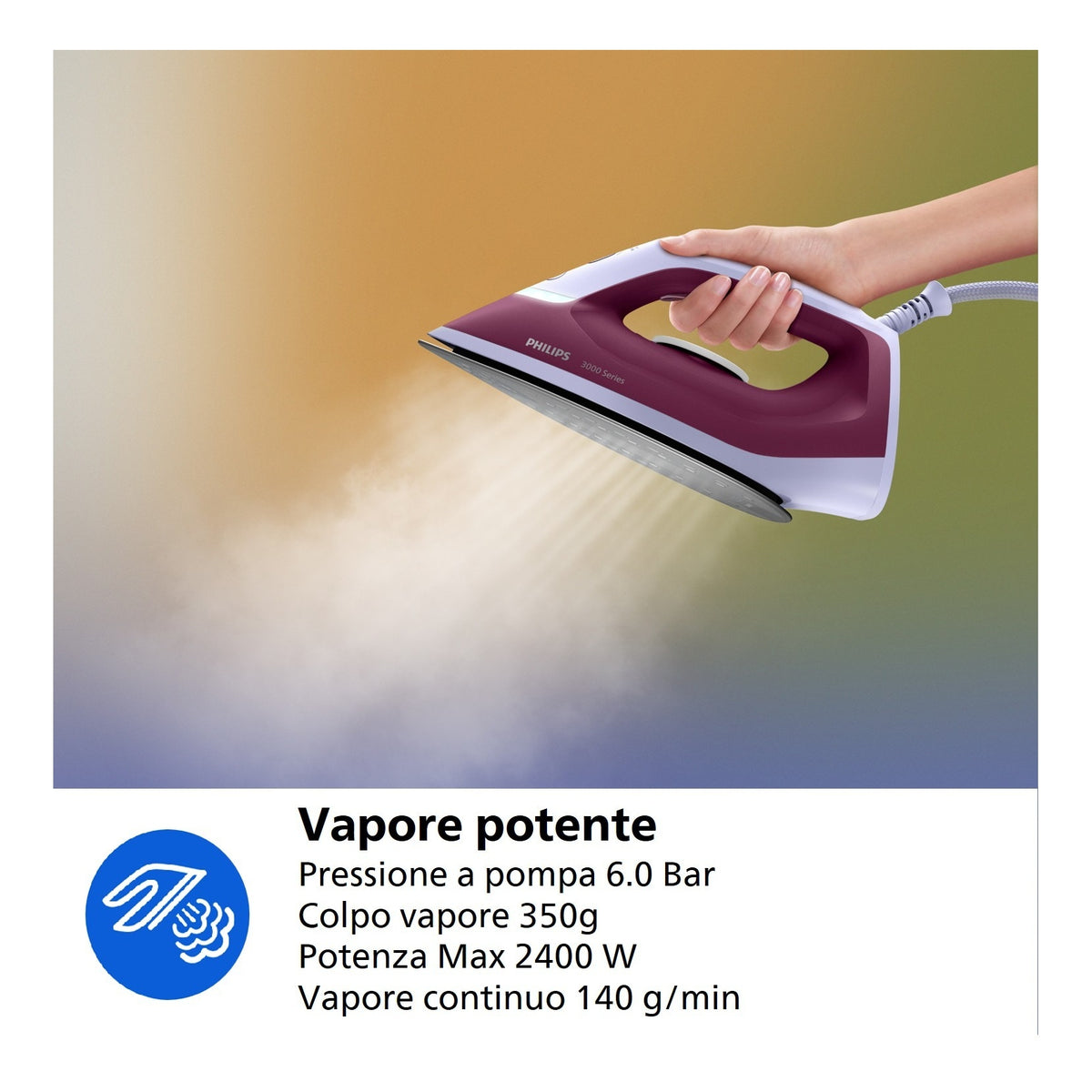 Philips PSG3001/30 ferro da stiro con caldaia 2400W serbatoio 1,4L