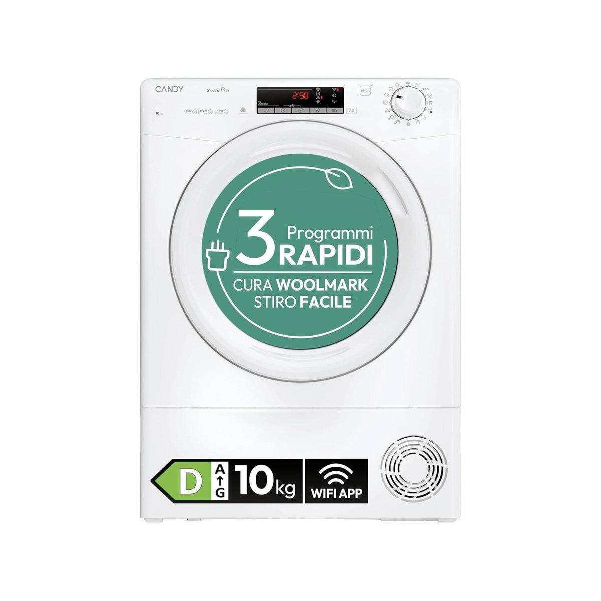 Candy CRO EH10N2TE-S Asciugatrice 10Kg, Pompa di calore, Wifi, Classe D - CROEH10N2TE-S