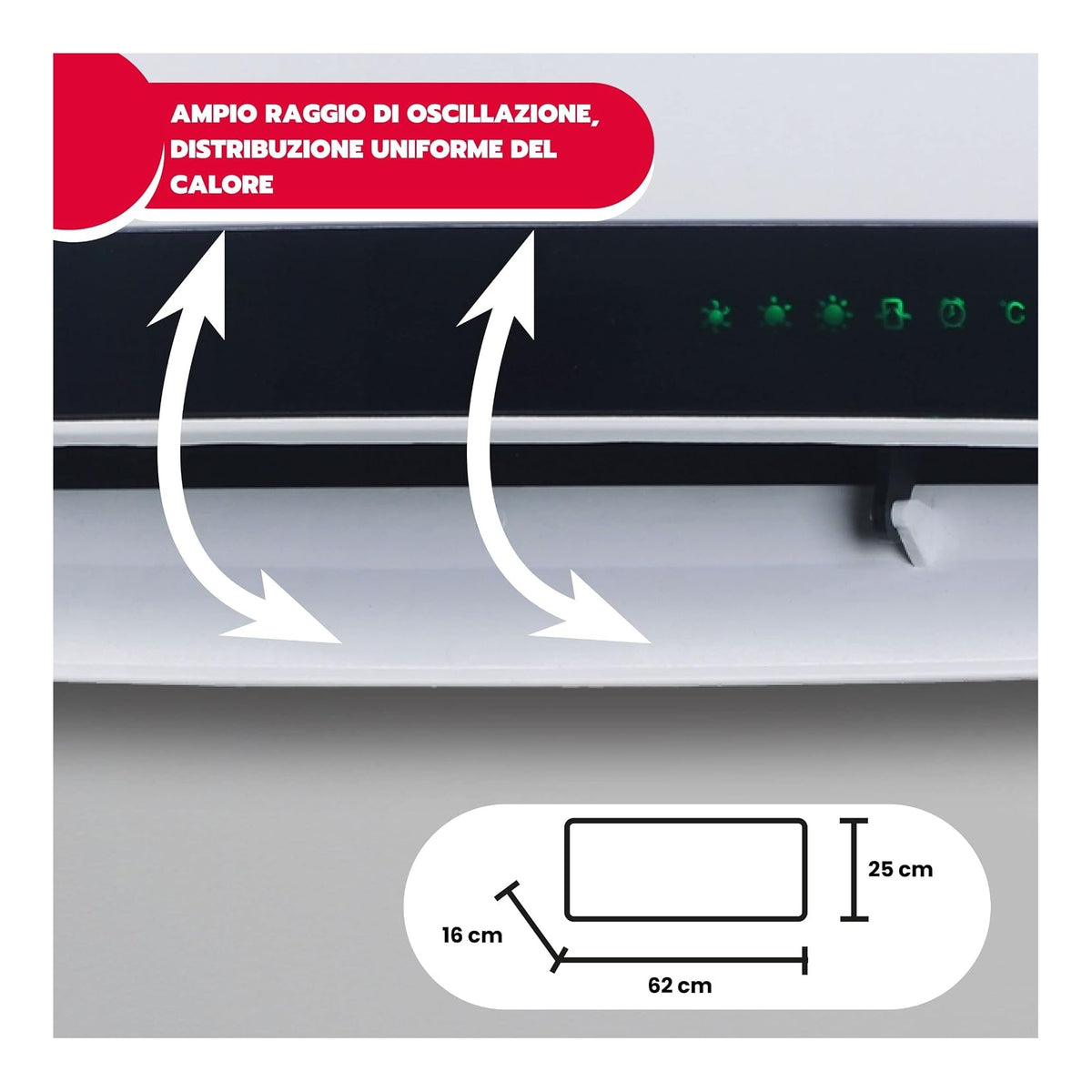 Ardes AR4W08P PARETO X Termoventilatore ceramico da Parete 2000w