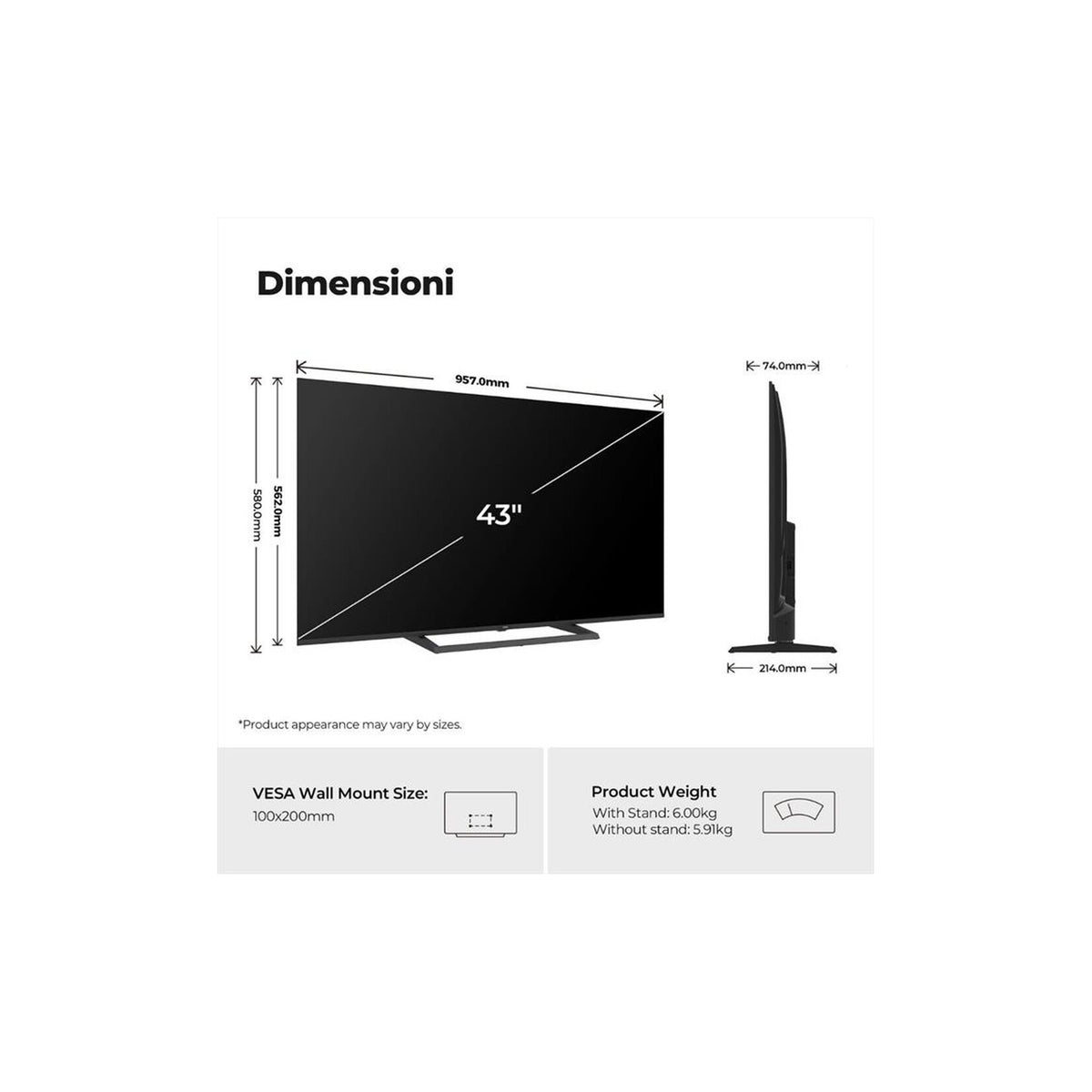 Haier H43S80GUX TV Qled 43'' UHD 4K Smart Tv Wi-Fi