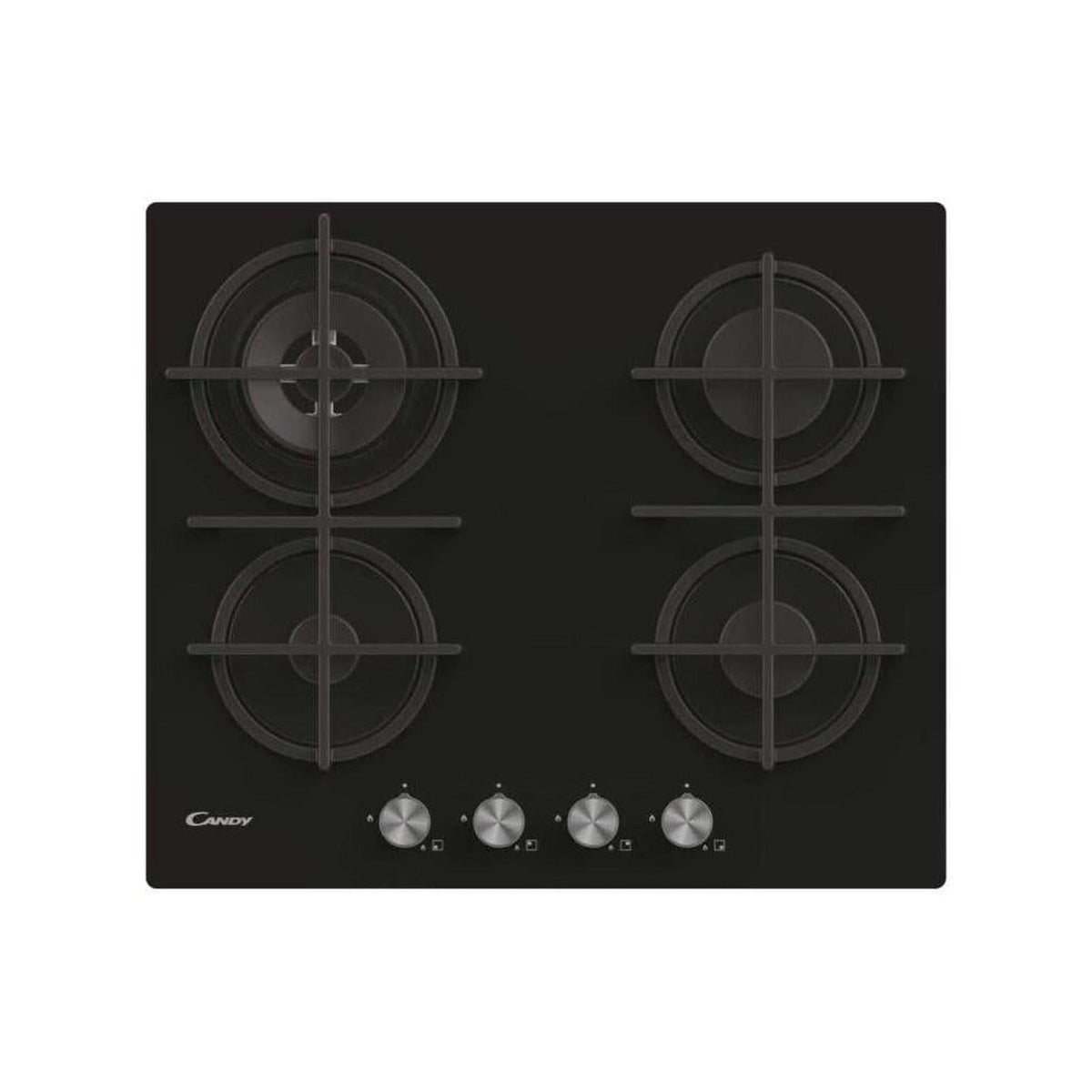 CANDY CVG6BR4WPB PIANO COTTURA DA INCASSO 60CM 4 FUOCHI A GAS GRIGLIE IN GHISA IN VETRO NERO - PROMO