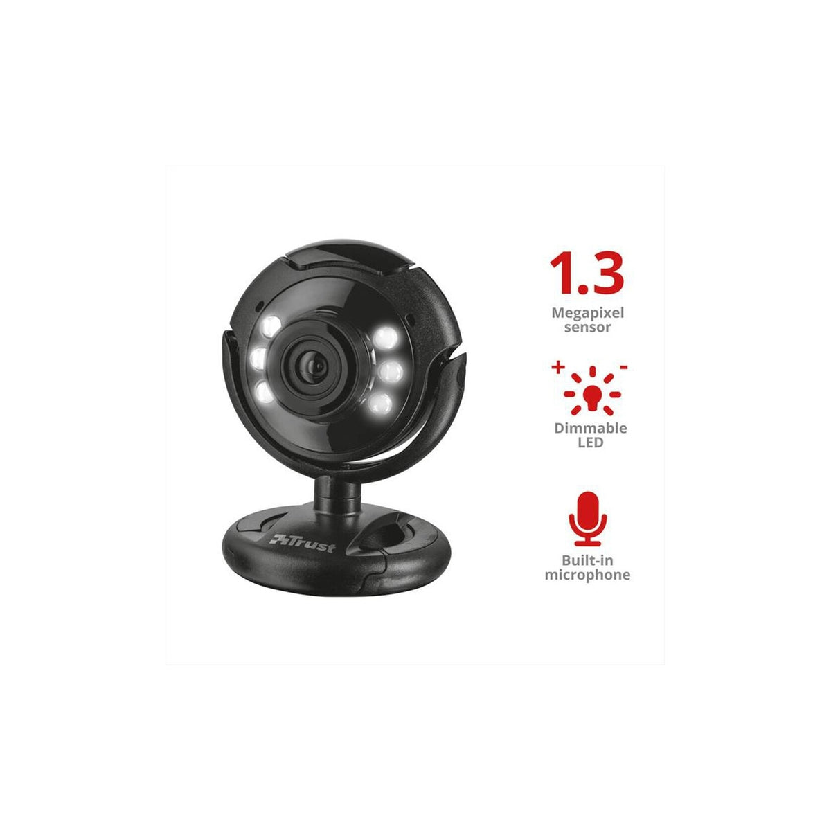 TRUST WEBCAM SPOTLIGHT PRO 1.3 MPX CON MICROFONO INTEGRATO E LUCE LED COLORE NERO - PROMO
