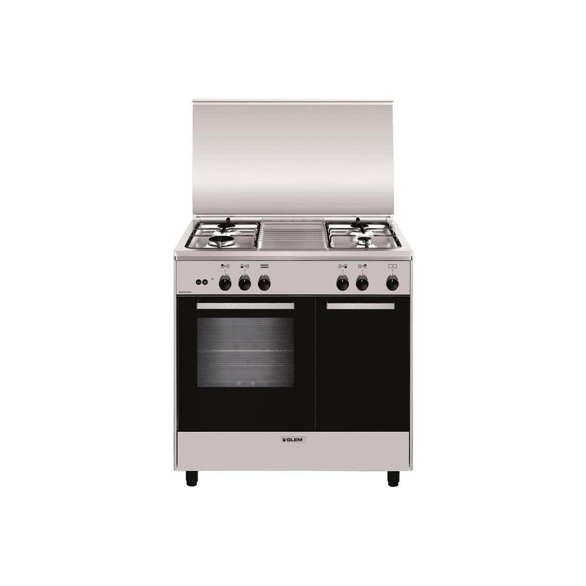 GLEM GAS AR854GI CUCINA 80x50 4 FUOCHI FORNO A GAS CLASSE A INOX