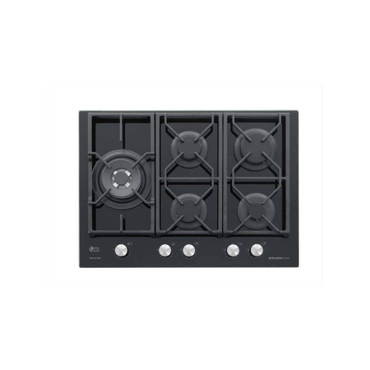 GLEM GAS GV75TXBK PIANO COTTURA DA INCASSO 70CM 5 FUOCHI A GAS - IN VETRO NERO - PROMO