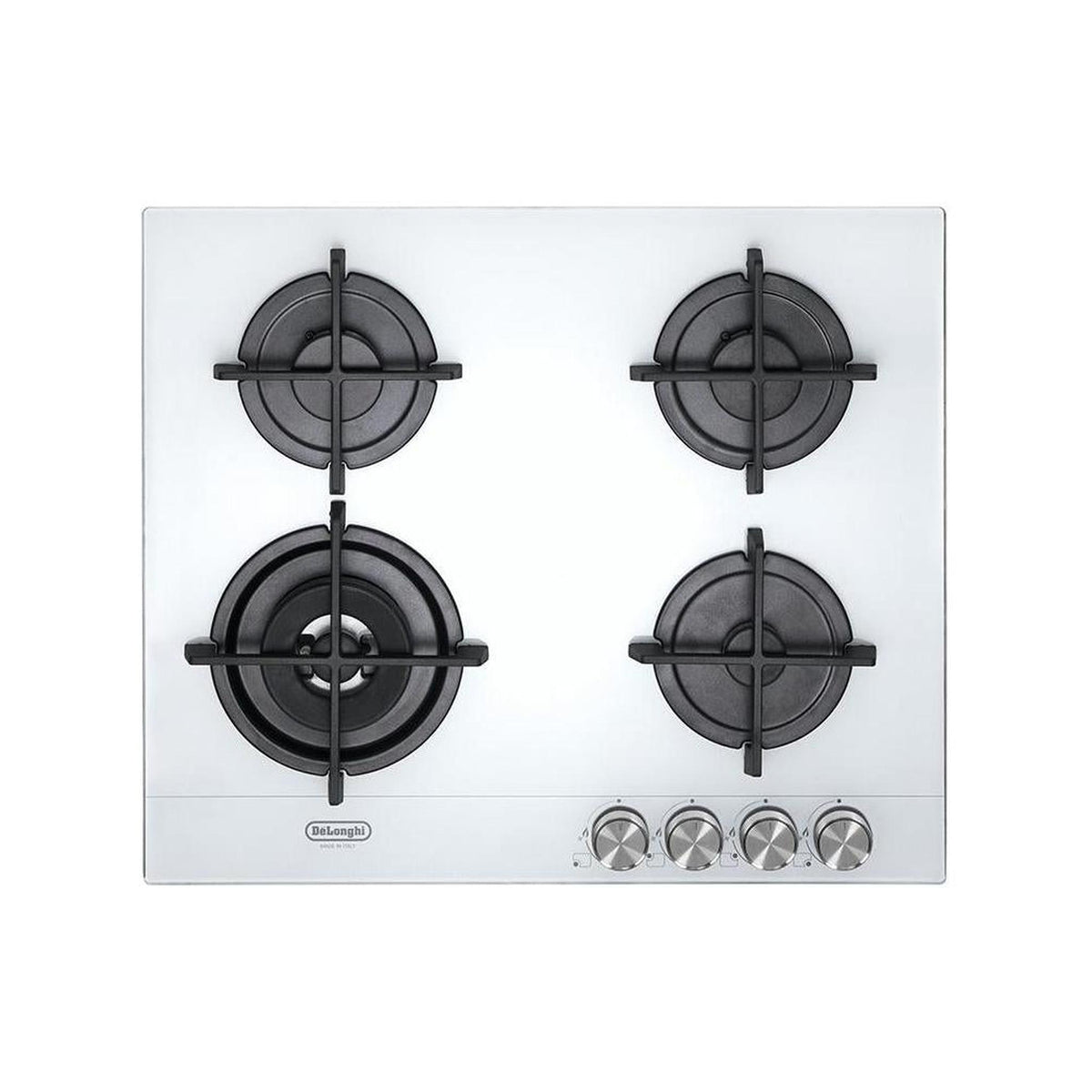 DE LONGHI NSL460B PIANO COTTURA 60CM 4 FUOCHI A GAS IN VETRO BIANCO
