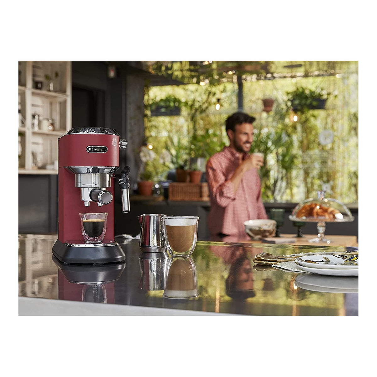 DE LONGHI DEDICA EC685.R MACCHINA DA CAFFE' PER CIALDE O MACINATO CAPPUCCINATORE COLORE ROSSO