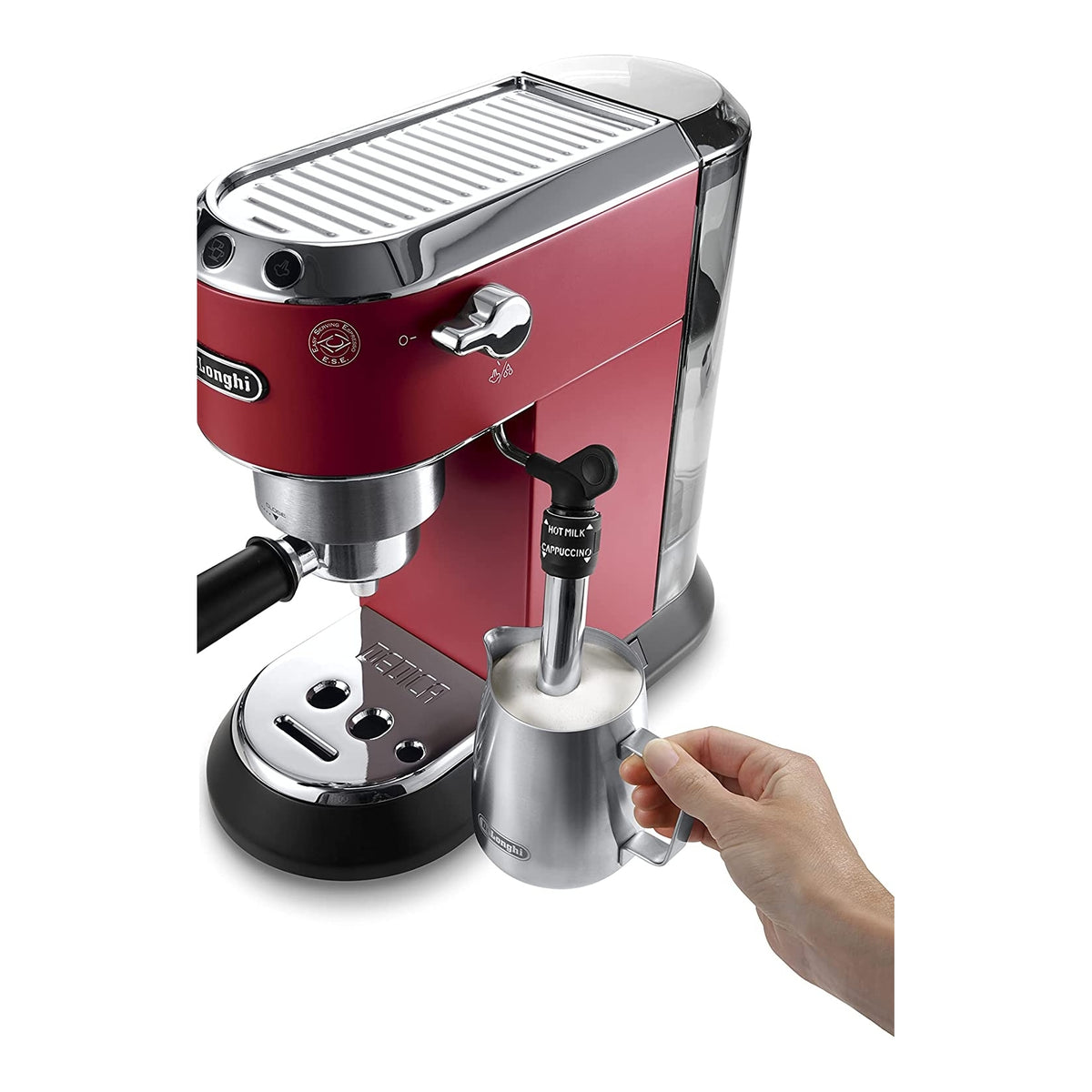 DE LONGHI DEDICA EC685.R MACCHINA DA CAFFE' PER CIALDE O MACINATO CAPPUCCINATORE COLORE ROSSO