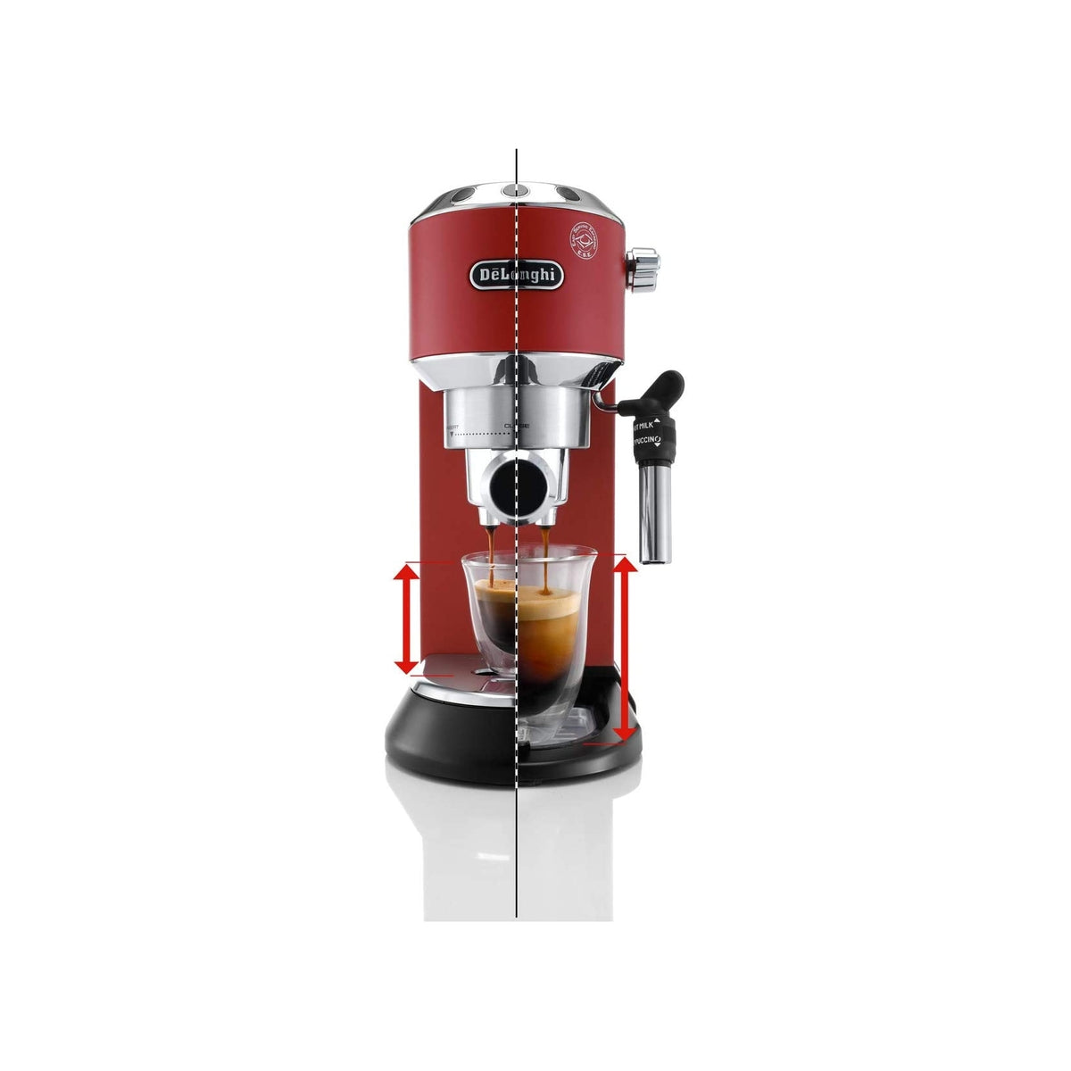 DE LONGHI DEDICA EC685.R MACCHINA DA CAFFE' PER CIALDE O MACINATO CAPPUCCINATORE COLORE ROSSO