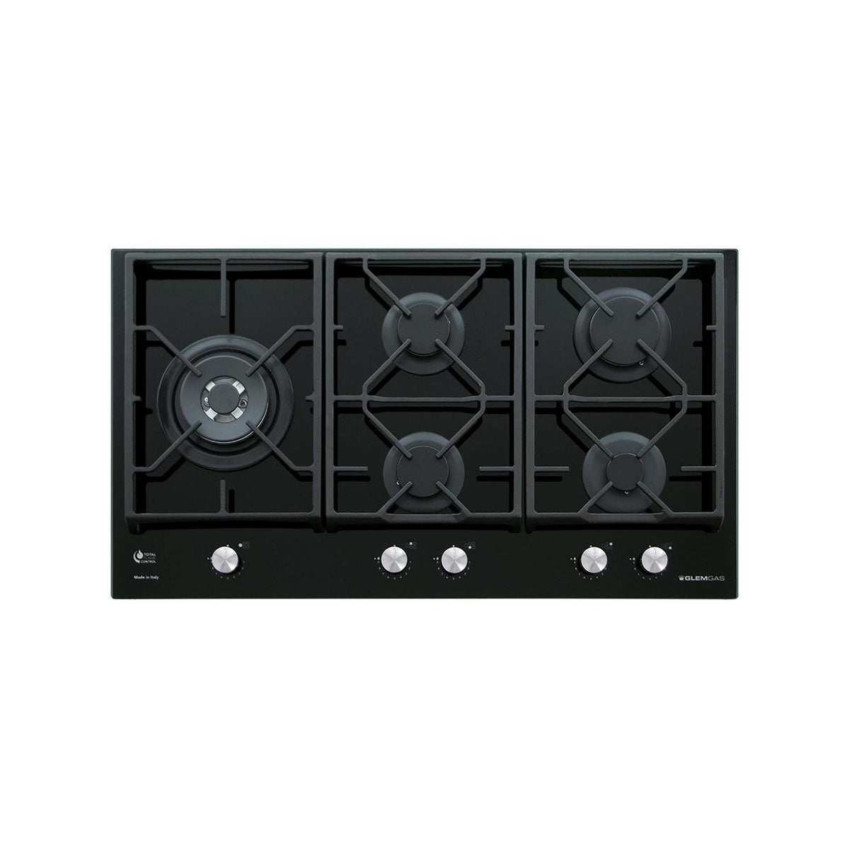 GLEM GAS GV95TXBK PIANO COTTURA DA INCASSO 90CM 5 FUOCHI A GAS 1 RAPIDO - IN VETRO NERO - PROMO