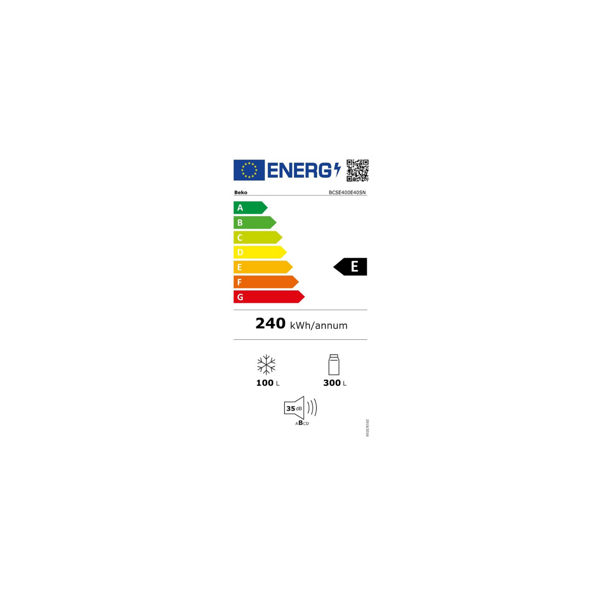 BEKO BCSE400E40SN FRIGORIFERO COMBINATO DA INCASSO 70CM 400LT STATICO CLASSE E - PROMO